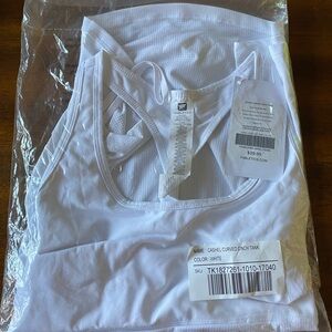 Fabletics White cashel curved cinch tank top